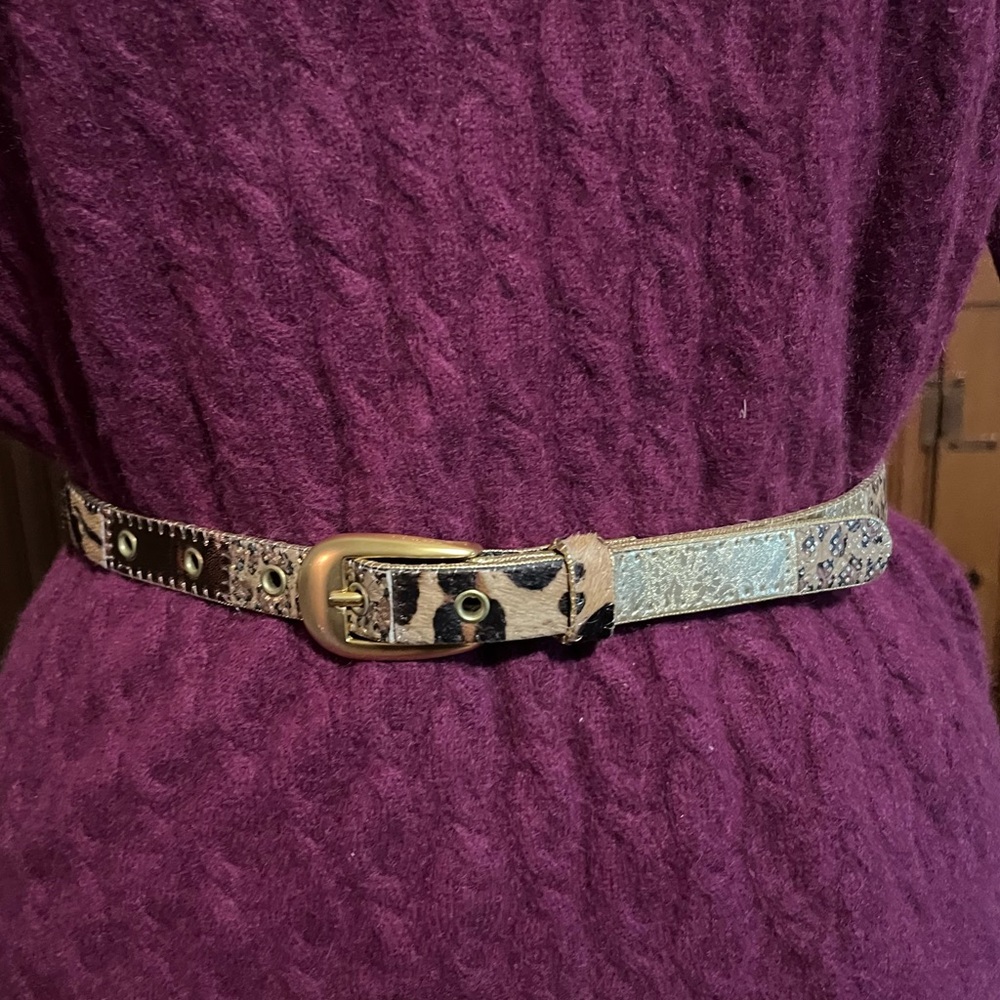 Patchwork Leather/ Metallic Belt